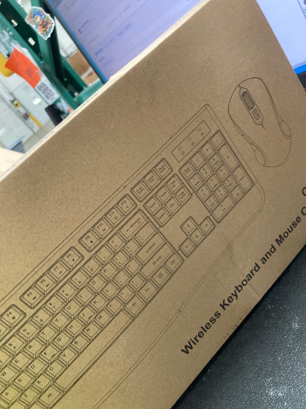Photo 1 of ***MISSING MOUSE -SELLING AS IS *** Wireless Keyboard Mouse Combo, EDJO 2.4G Full-Sized Ergonomic Computer Keyboard with Wrist Rest and 3 Level DPI Adjustable Wireless Mouse for Windows, Mac OS Desktop/Laptop/PC