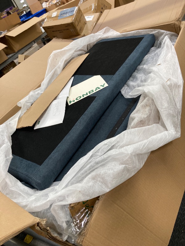 Photo 1 of **missing parts SoarTalent 56.7" Loveseat Sofa Small Couch Fabric Upholstered 2-Seat Sofa with USB Port for Small Place, Apartment, Living Room,Office(Dark Blue)