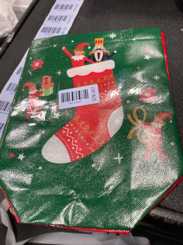 Photo 1 of ****-ONLY 2 BAG  SMALL HJUGK Assorted Christmas Gift Bags, Reusable Non-Woven Tote Bags with Handles,Santa Claus, Christmas stockings?Christmas wreath (?2 Small) for Holiday Parties