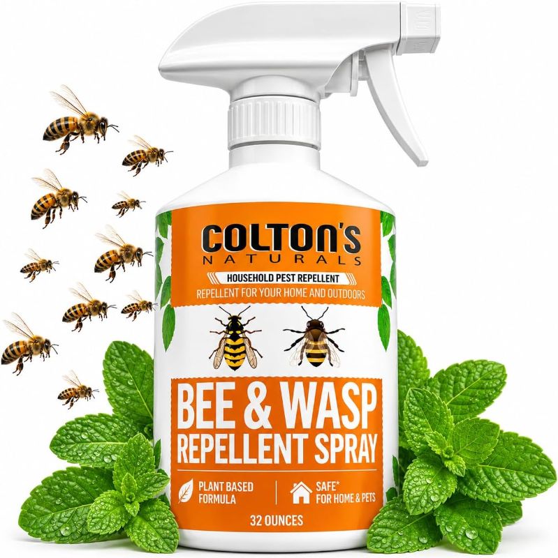 View 1 of
Colton’s Naturals - Bee and Wasp Repellent Spray - (32 OZ) - Natural, Bee and Wasp Deterrent - Quick and Easy Pest Control - Safe to Spray Around Children