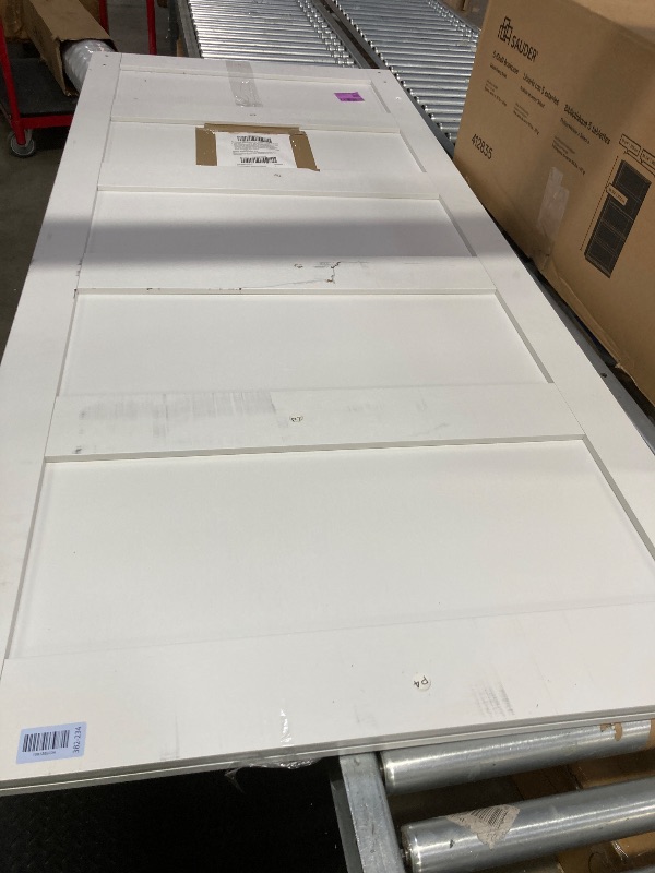 Photo 1 of ***ONE DOOR ONLY***SmartStandard 36x84 Inch White Double Barn Door Set – 5-Panel MDF Sliding Doors with 6FT Bypass Barn Door Hardware Kit, Space-Saving Design, Easy Installation (Pre-Drilled Holes)