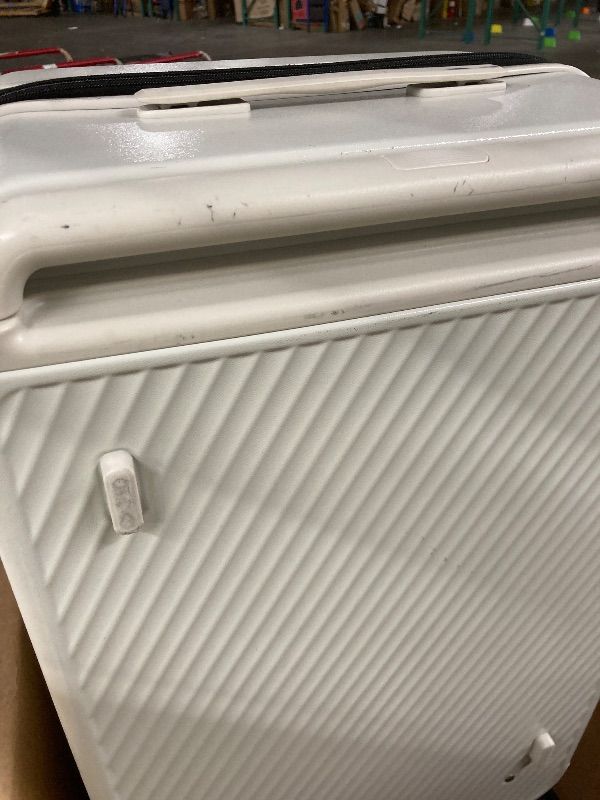 Photo 1 of ***DAMAGE -SOME SCUFF MARKS/SCRATCHES, DIRT RESIDUE -SELLING AS IS *** mixi 26 Inch Large Checked Luggage Suitcase with Spinner Wheels Upgrade Wide Handle PC Hard Shell Rolling Travel Suitcase with TSA Lock, Smoke White