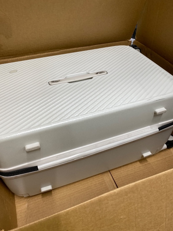 Photo 1 of ***DAMAGE -SOME SCUFF MARKS/SCRATCHES, DIRT RESIDUE -SELLING AS IS *** mixi 26 Inch Large Checked Luggage Suitcase with Spinner Wheels Upgrade Wide Handle PC Hard Shell Rolling Travel Suitcase with TSA Lock, Smoke White
