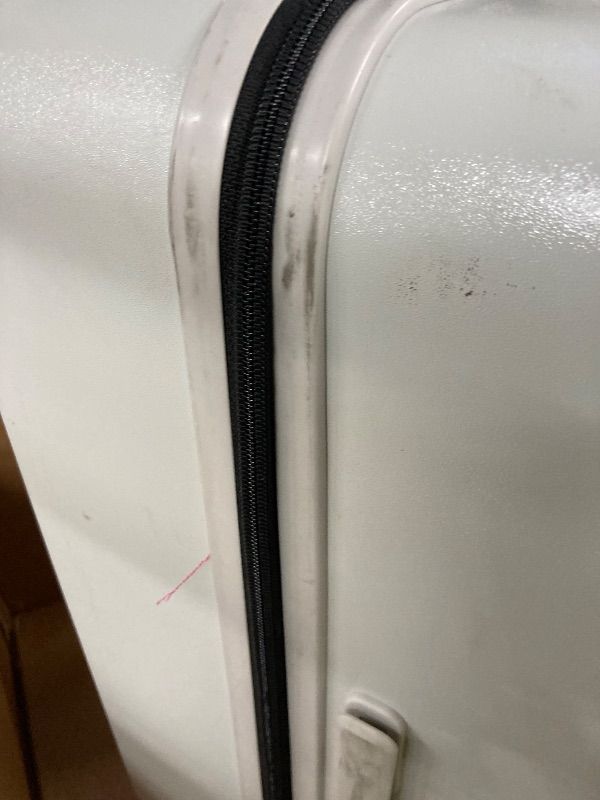 Photo 1 of ***DAMAGE -SOME SCUFF MARKS/SCRATCHES, DIRT RESIDUE -SELLING AS IS *** mixi 26 Inch Large Checked Luggage Suitcase with Spinner Wheels Upgrade Wide Handle PC Hard Shell Rolling Travel Suitcase with TSA Lock, Smoke White