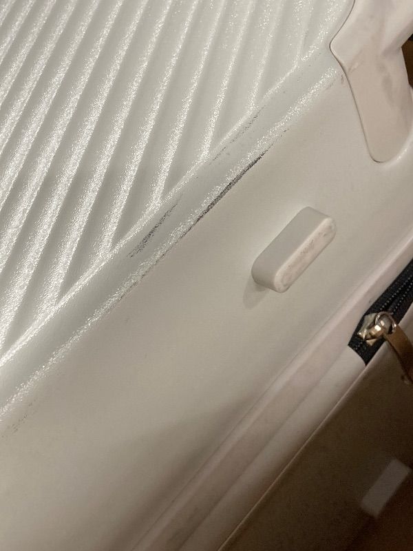 Photo 1 of ***DAMAGE -SOME SCUFF MARKS/SCRATCHES, DIRT RESIDUE -SELLING AS IS *** mixi 26 Inch Large Checked Luggage Suitcase with Spinner Wheels Upgrade Wide Handle PC Hard Shell Rolling Travel Suitcase with TSA Lock, Smoke White