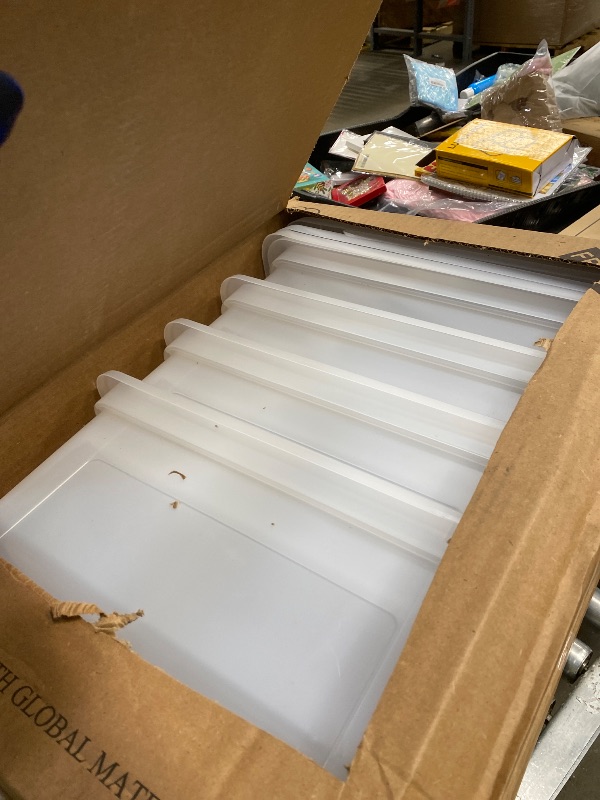 Photo 1 of ***it has some broken pieces********IRIS USA File Box, Plastic File Organizer with Lids for Letter/Legal File, Portable Document Box For Moving, Storage Bin with Durable and Secure Lid, Stackable Nestable BPA-Free, Clear 35 Qt. 4 Pack