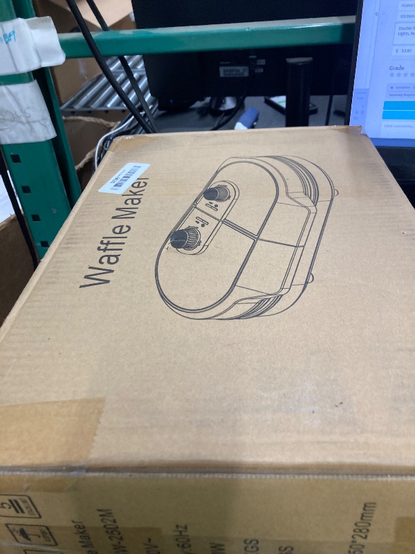 Photo 1 of ***USED*** Double Waffle Maker, Belgian Waffle Maker, 6.5 Inch Waffle Iron with 2 Independent Adjustable Temp Knobs & Indicator Lights, Nonstick Plates, Stainless Steel, Black