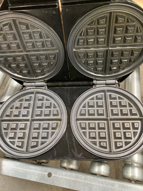 Photo 1 of ***USED*** Double Waffle Maker, Belgian Waffle Maker, 6.5 Inch Waffle Iron with 2 Independent Adjustable Temp Knobs & Indicator Lights, Nonstick Plates, Stainless Steel, Black