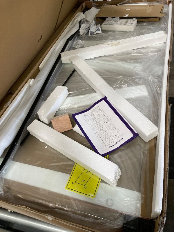 Photo 1 of ***MISSING PIECES -SELLING AS PARTS ONLY***Frameless Shower Door Matte Black 56-60’’ W x 75’’ H Single Sliding Shower Glass Doors for Bathroom 1/4 inch Easy Clean Clear Glass Door for Walk-in Shower Low Threshold with Stainless Steel Hardware
***BOX RIP