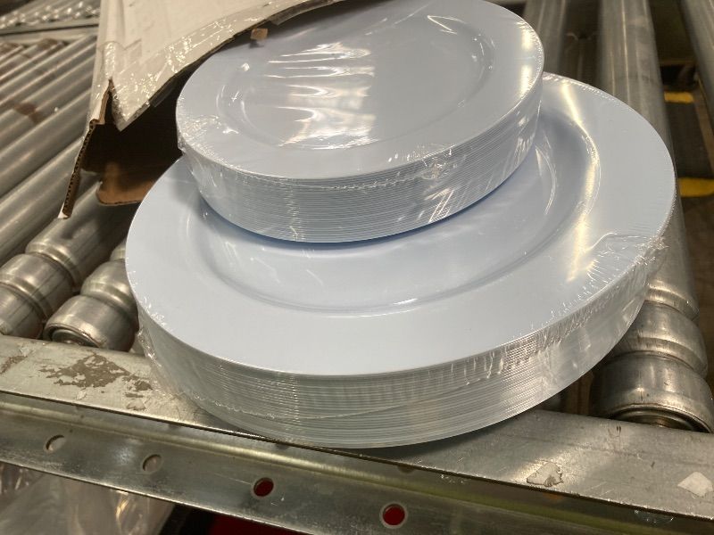 Photo 1 of ***FACTORY SEALED***FLOWERCAT 60PCS Light Blue Heavy Duty Plastic Disposable Party Plates Set – 30pcs 10.25? Dinner & 30pcs 7.5? Dessert Plates – Durable Blue Tableware for Easter Parties, Wedding, BBQ & Baby Shower***FACTORY SEALED***