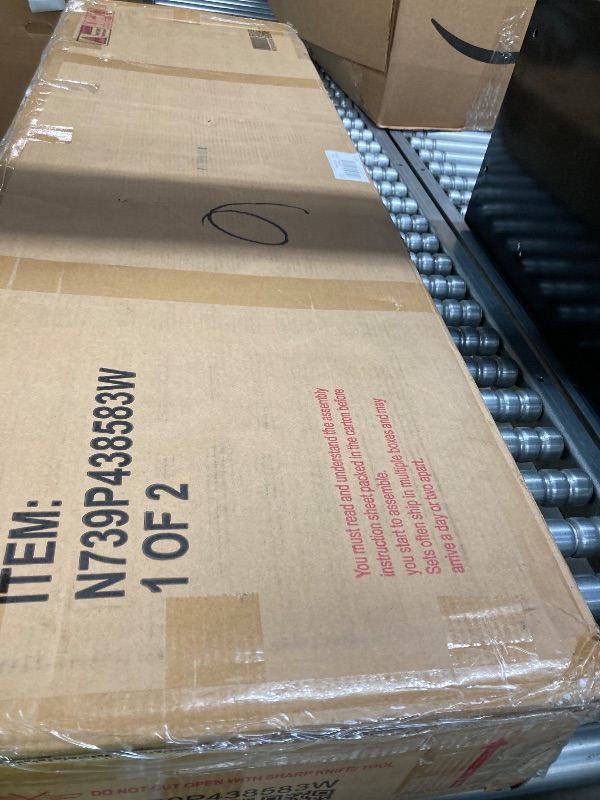 Photo 1 of **Missing Box 2**Merax King Size Bamboo Platform Bed, Mid-Century Modern Bed Frame with Tall Headboard, Solid Sustainable Bedframe King-Size, Wood Slat Support, No Box Spring Needed, Easy Assembly, Natural