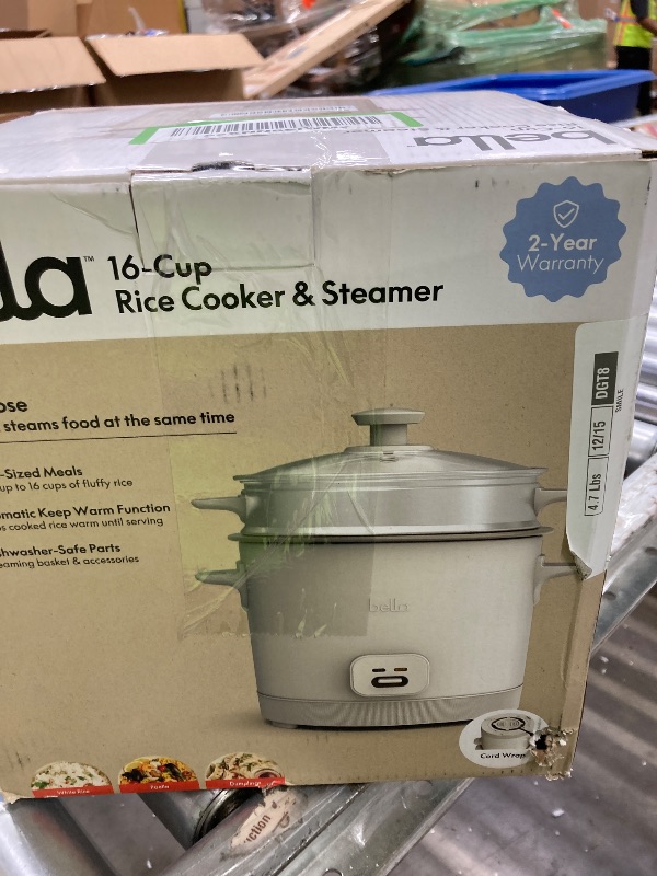 Photo 1 of ***PARTS ONLY***bella 16 Cup Rice Cooker with Steamer, Dishwasher Safe Steaming Basket, Rice Paddle and Measuring Cup, Removable Nonstick Cooking Bowl, Automatic Keep Warm Function?, 400 Watt, Oatmilk