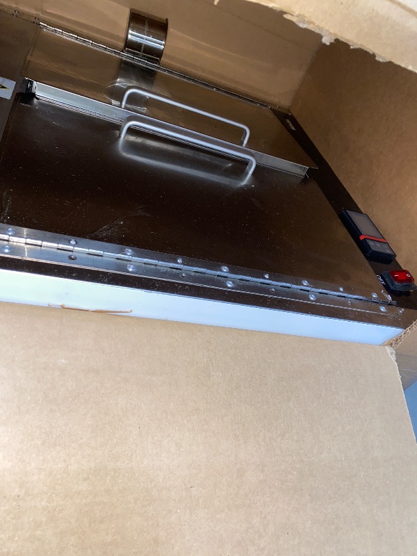 Photo 1 of *******NOT TESTED*****


VEVOR Hot Box Food Warmer, 4-Tier Concession Warmer with Water Tray, 4 Pans, Double-Door and Adjustable Shelves, Stainless Steel Food Warmer Cabinet, Ideal for Storing Pizza, Chicken, Restaurant