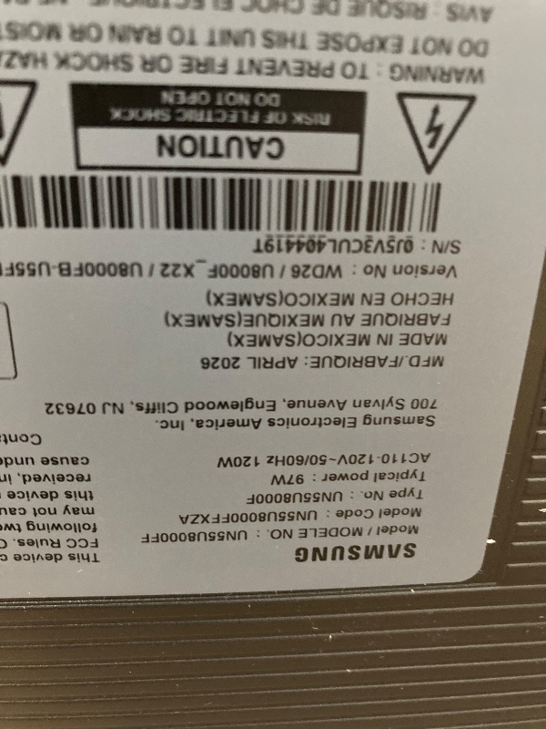 Photo 1 of ** NO REFUNDS, NO RETURNS** Samsung 55-Inch Class Crystal UHD U8000F 4K Smart TV (2025 Model) Endless Free Content, Crystal Processor 4K, MetalStream Design, Knox Security, Compatible with Alexa