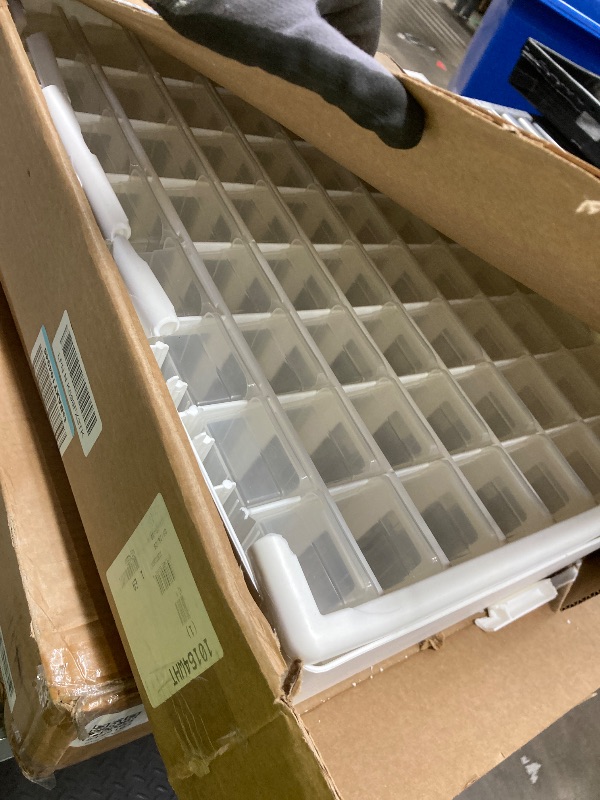 Photo 1 of *Damaged* *PARTS ONLY*  Akro-Mils 64-Drawer Plastic Drawer Storage Cabinet for Garage Organization, Bead Organizer, Building Bricks Storage, Teacher Toolbox, Makeup Organizer, 20" W x 6" D x 16" H, 10164 White