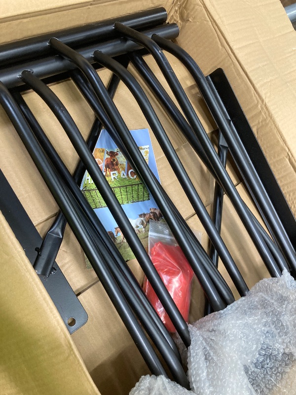 View 2 of *Rust?* Wall Mounted Hay Feeder & Blanket Holder, 63" 67 Gal Heavy Duty Steel Hay Rack for Horse Stall, Goat Shed, Sheep Barn, Organizer for Feeding and Storage