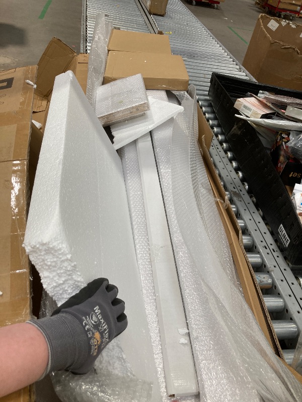 Photo 1 of *Piece(s) broken* *Damaged box* ROYMELO Double 18×84 Inch White Sliding Barn Door Slab with 6.6ft Hardware Kit Included, 5-Panel, MDF Wood Panel Covered with Water-Proof Scratch-Proof PVC Surface, Simple DIY Assembly