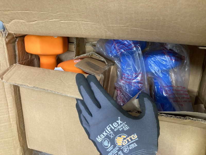 Photo 1 of *Blue and Orange only* Fitvids Colored Neoprene Dumbbell Set with Rack, 32 LBS (3/5/8LB Pairs)