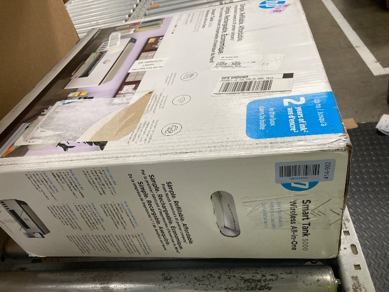 Photo 1 of **PARTS ONLY***HP Smart Tank 5000 Wireless All-in-One Ink Tank Printer, Scanner, Copier with 2 Years of Ink Included, Best-for-Home, Cartridge-Free, Refillable and AI-Enabled. (5D1B6A)