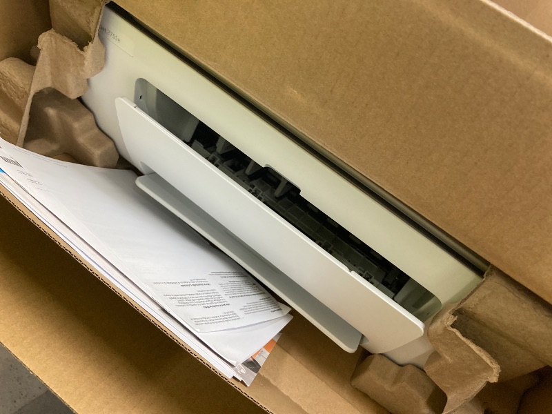 Photo 1 of ***MISSING POWER CORD-SELLING AS IS*** HP DeskJet 2755e Wireless Color Inkjet-Printer, Print, scan, Copy, Easy Setup, Mobile Printing, Best-for Home, 6 Month Instant Ink Trial Included, White (Packaging May Vary)