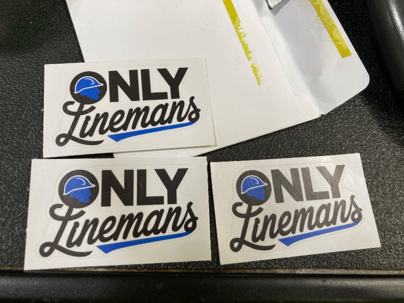 Photo 1 of (3Pcs)ONLY LINEMANS Stickers Waterproof Vinyl Decal Kindle Water Bottle Car Hard Hat Phone Laptop 3x1.5