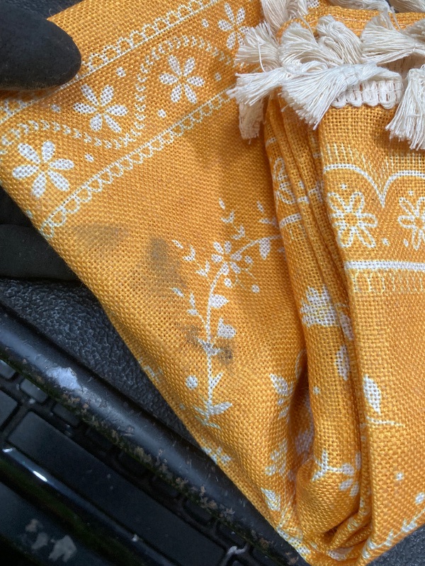 Photo 1 of *Dirty/Minor damage* Short Boho Curtain for Kitchen/Top half of window, Yellow