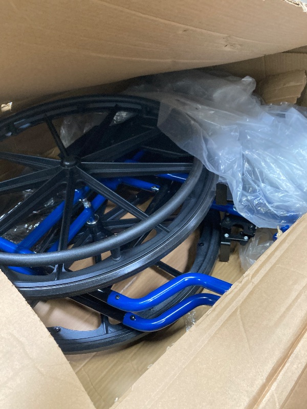 Photo 1 of ****It is used; it is unknown whether any parts are missing, and it is unknown whether it functions 100%.
*-****Drive Medical Blue Streak Lightweight Foldable Wheelchair - Enhanced Mobility Support - Durable Construction - Padded Comfort - Swing-Away Leg 