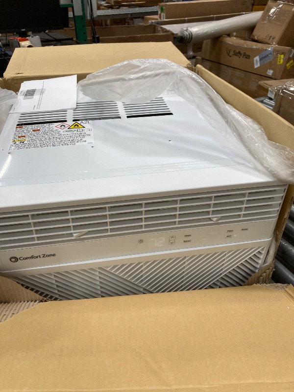 Photo 1 of ***USED*** Comfort Zone Window Mounted Smart Wi-Fi Room Air Conditioner with Remote Control, 12,000 BTU, Digital Display, 4 Speed Settings, 4 Mode Settings, 24-Hour Timer, Sleep Setting, and Eco Mode, White