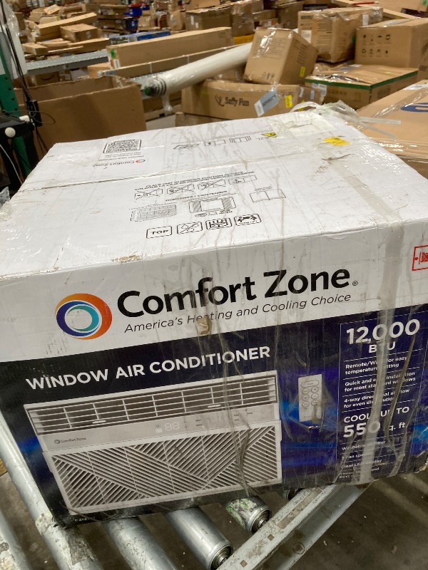 Photo 1 of ***USED*** Comfort Zone Window Mounted Smart Wi-Fi Room Air Conditioner with Remote Control, 12,000 BTU, Digital Display, 4 Speed Settings, 4 Mode Settings, 24-Hour Timer, Sleep Setting, and Eco Mode, White