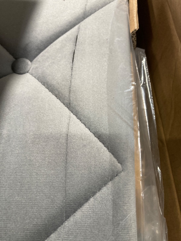 Photo 1 of ***It is used, it is missing a part, and it is unknown whether it functions 100%.****CXVX Queen Size Bed Frame with Diamond Tufted Headboard, Linen Upholstered Platform Bed and Wooden Slat Support, Noise-Free, No Box Spring Needed, Easy Assembly, Dark Gre