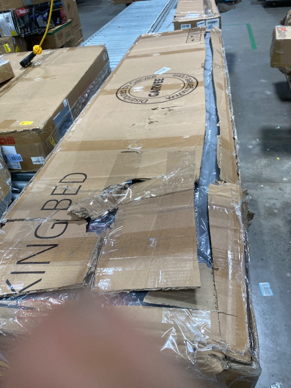 Photo 1 of ***It is used, it is missing a part, and it is unknown whether it functions 100%.****CXVX Queen Size Bed Frame with Diamond Tufted Headboard, Linen Upholstered Platform Bed and Wooden Slat Support, Noise-Free, No Box Spring Needed, Easy Assembly, Dark Gre