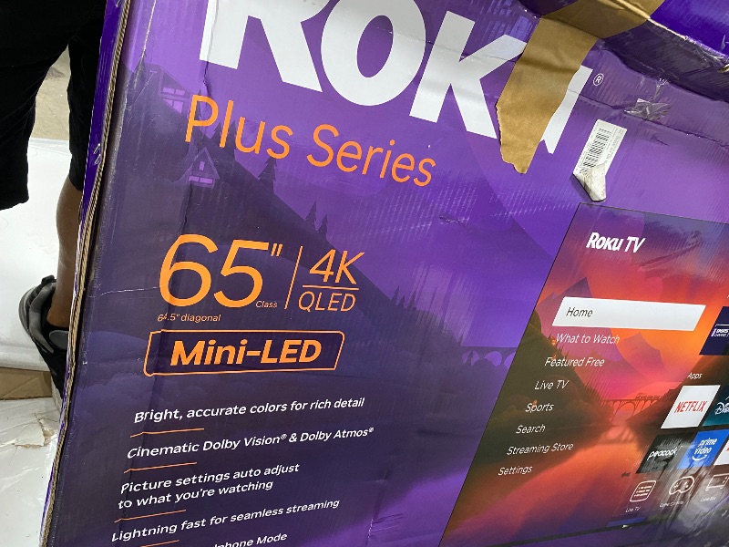 Photo 1 of ***BROKEN*SOLD FOR PARTS ONLY*NON RETURNABLE*NON REFUNADABLE*NO EXCEPTIONS***
Roku Smart TV – 65-Inch Plus Series, Mini-LED TV – RokuTV with Enhanced Voice Remote – Flat Screen 4K QLED Television with Dolby Vision & Wi-Fi for Streaming Live Local News, Sp