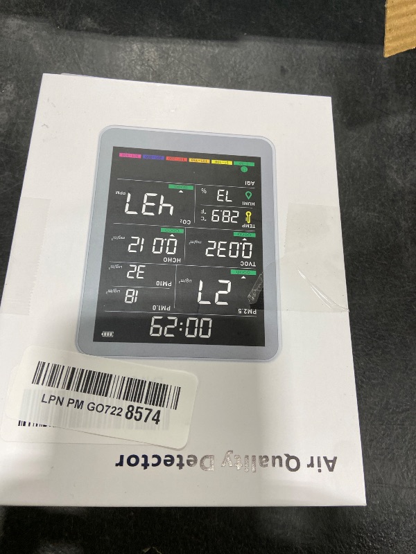 Photo 1 of Professional Indoor Air Quality Monitor with AQI Alerts, Portable Real-Time Detector for Home, Car, Plants & Pet (Concrete Gray)