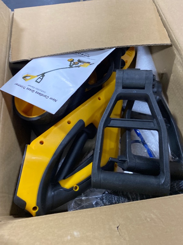 Photo 1 of Cordless String Trimmer for Dewalt 20v Battery Powered(No Battery),3-in-1 Cordless Grass Trimmer Electric Weed Wacker Lawn Edger, Weed Eater Cordless Weed Trimmer with Wheel & 8 Spool (Yellow)