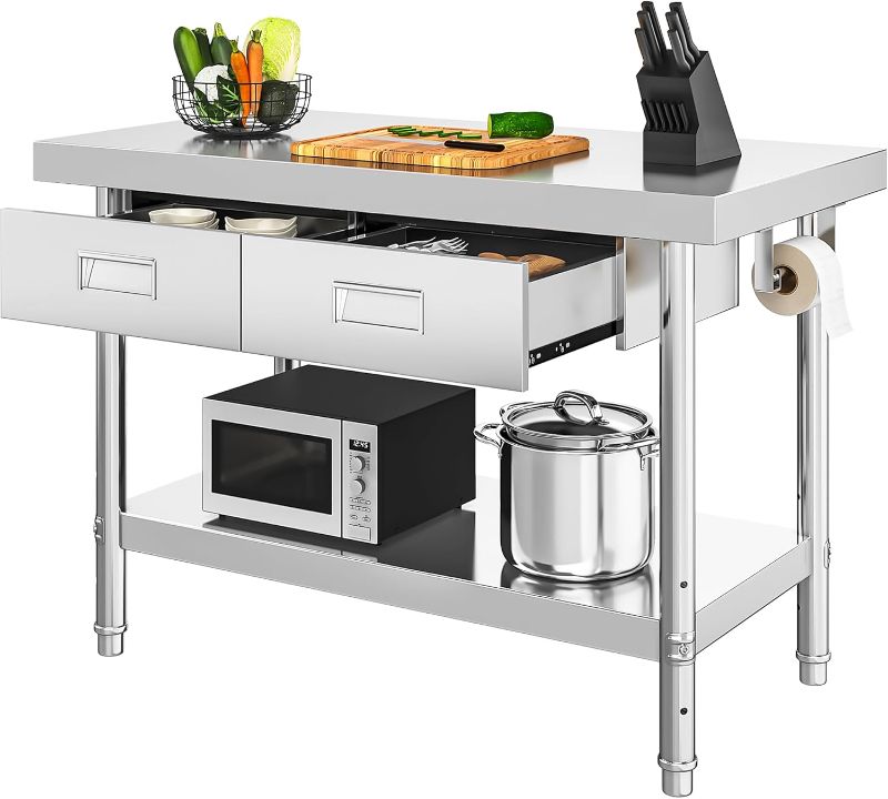 Photo 1 of Garvee 48x24 in NSF Stainless Steel Prep Table 