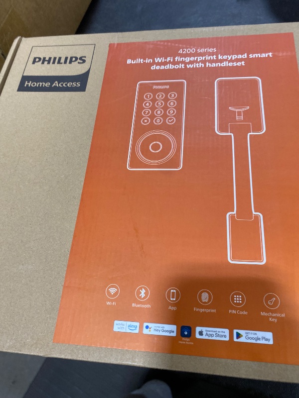 Photo 1 of Philips Wi-Fi Smart Door Lock with Handle Set, Keypad Deadbolt for Front Door, Fingerprint Keyless Entry Door Lock with App Remote Control, IP53 Waterproof, Auto Lock, Security Easy Installation