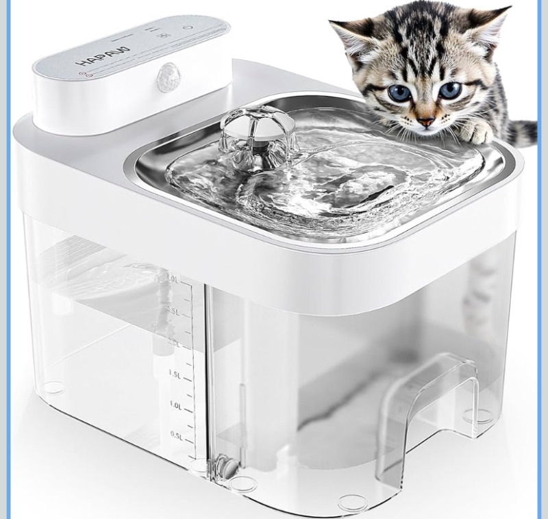Photo 1 of Cat Water Fountain, Wastewater Separation & No Filter Cotton, Pet Water Dispenser with 101oz/3L Large Capacity Tank, Wireless Automatic Water Fountains for Cats Indoor Cat Watering Supplies