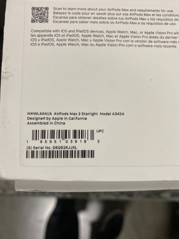 Photo 1 of Apple AirPods Max 2 Wireless Over-Ear Headphones, Active Noise Cancellation, Adaptive Audio, Personalized Spatial Audio, Live Translation, Bluetooth Headphones for iPhone – Starlight