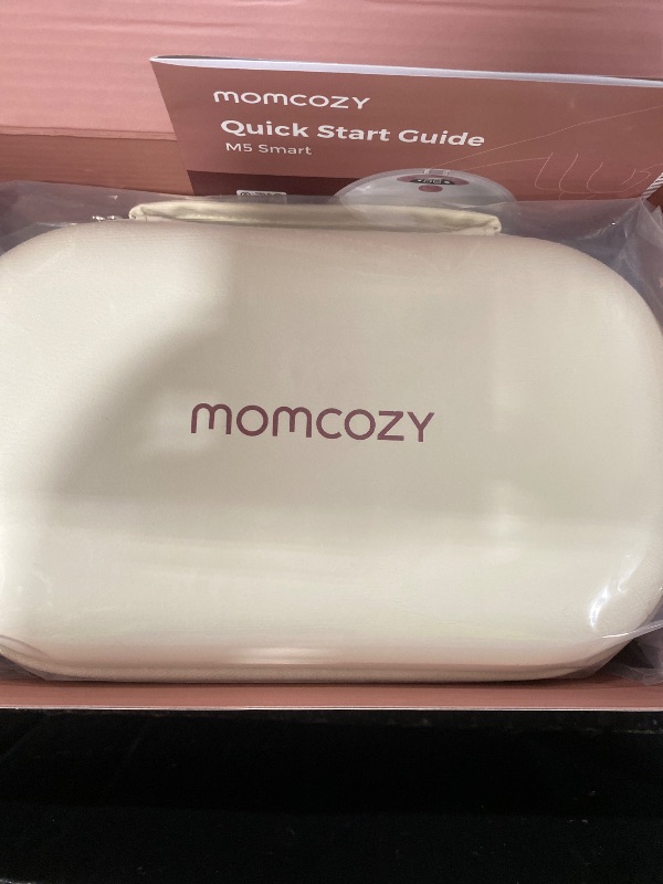 Photo 1 of Momcozy M5 Smart APP Controlled Wearable Breast Pump, Hands-Free Wireless Electric Pump, 3 Modes 9 Suction Levels, BPA-Free, Portable Lightweight, 24mm Flange, 2-Pack Quill Gray