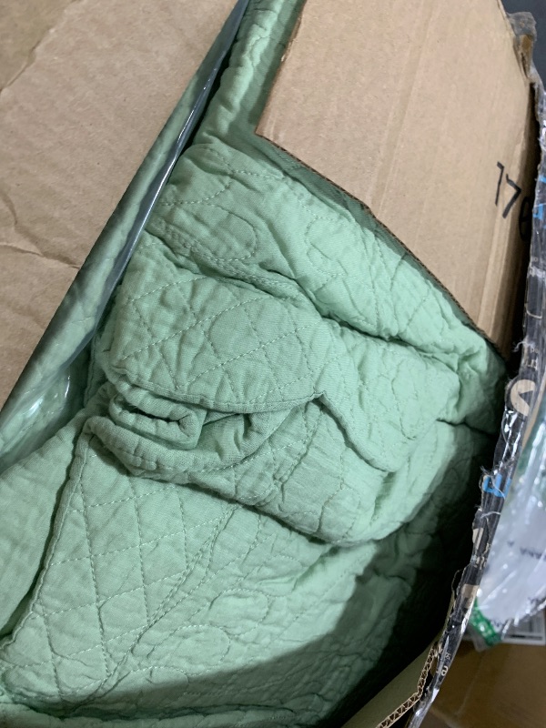 Photo 1 of 100% Cotton Quilt Oversized King Size-Sage Green Bedspread 120"x120"-Coin Pattern Bedding Set 3 Pieces-Pre-Washed Lightweight Microfiber Coverlet-Suitable for Bed,Couch,Quilt Blanket All Seasons