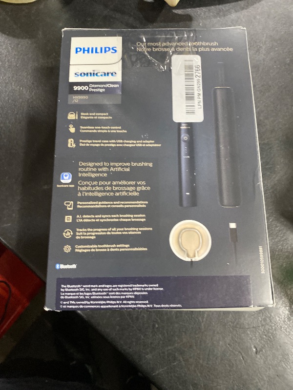 Photo 1 of Philips Sonicare DiamondClean 9900 Prestige Electric Toothbrush - with SenseIQ Technology and Advanced AI App, 5 Brushing Modes, 3 Intensity Levels, Charging Travel Case,Midnight Blue, Model HX9990/12