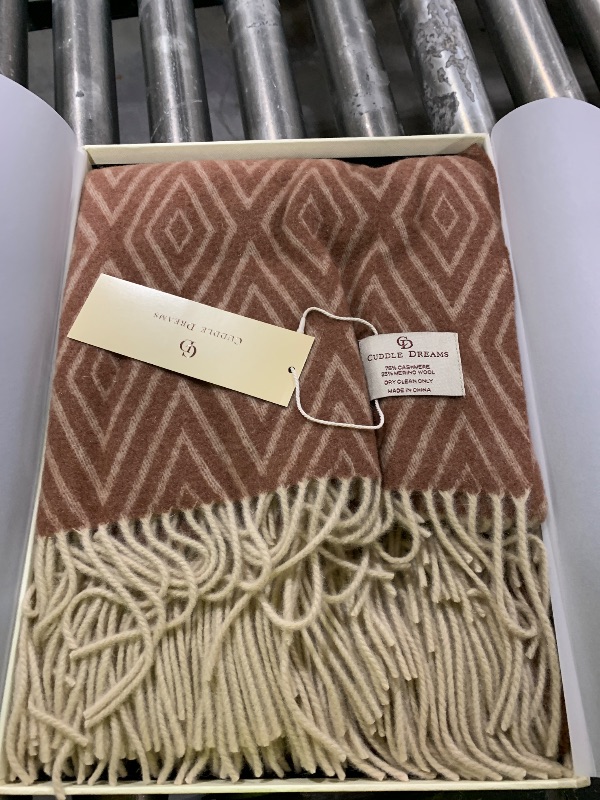 Photo 1 of CUDDLE DREAMS Premium Cashmere Throw Blanket with Fringe, Luxuriously Soft (Diamond Ochre)