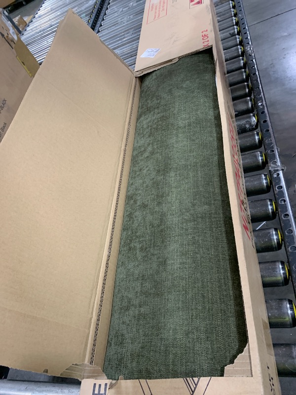 Photo 1 of PARTIAL SET BOX 2 OF 2 ******** King Size Bed, Velvet Upholstered Platform Bed, Wooden Slats Panel Support, Tufted Square Corners Haedboard, No Box Spring Needed, Easy Assembly, Oliver Green