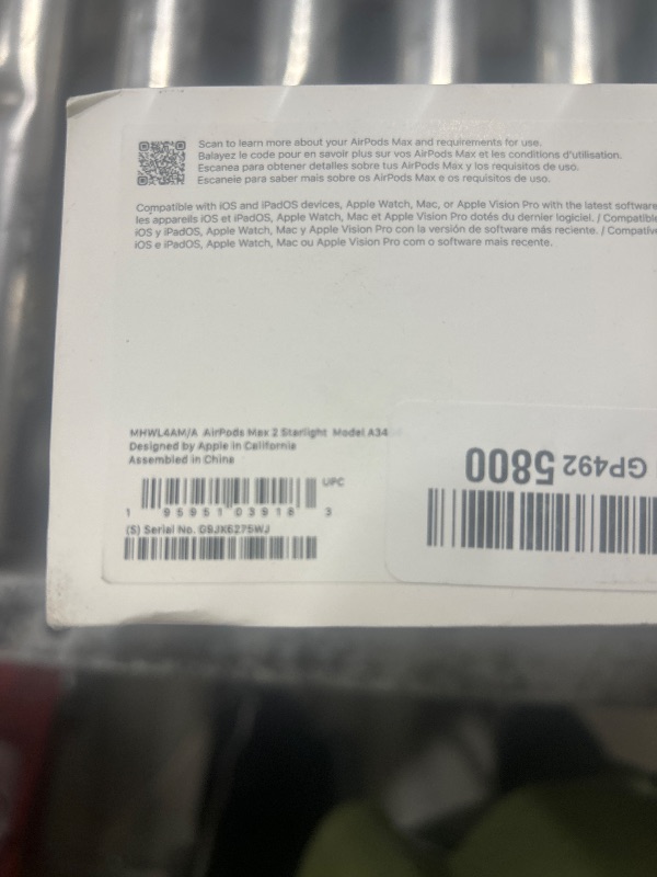 Photo 1 of Apple AirPods Max 2 Wireless Over-Ear Headphones, Active Noise Cancellation, Adaptive Audio, Personalized Spatial Audio, Live Translation, Bluetooth Headphones for iPhone – Starlight