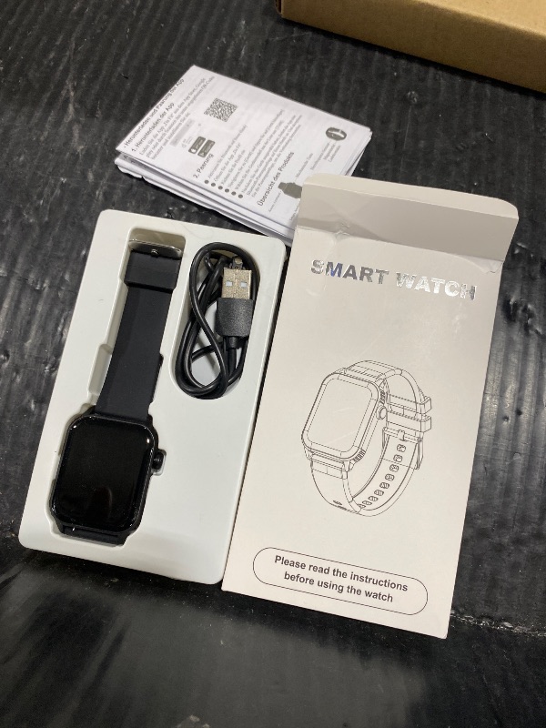 Photo 1 of TRAUSI Smartwatch with 1.83 inch HD Large Screen, Adjustable Call and Message Notifications, Weather Forecast, IP67 Waterproof Watch for Gift