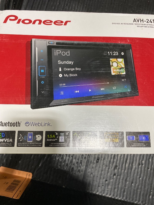 View 2 of FOR PARTS, SPEAKERS DO NOT WORK*******Pioneer AVH-241EX 6.2" Resistive Touchscreen, Double Din – Bluetooth, Backup Camera Compatible, AM/FM Radio, USB, FLAC Playback, 13-Band EQ, 50W x 4 Preouts