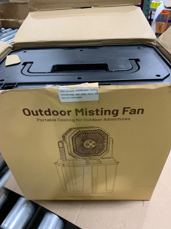 Photo 1 of Orteen Portable Misting Fan, Rechargeable Outdoor Cooler, Battery Operated Personal Fan with3 Speeds & 8L Bucket for Patio, Camping,Hiking, Backyard, Travel, Desk,Pool, Beach
