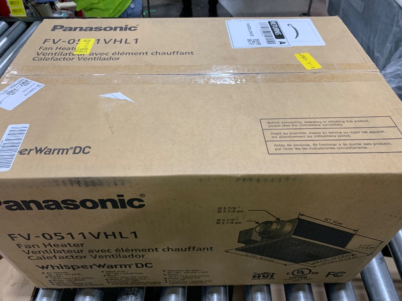 Photo 1 of Panasonic WhisperWarm Ceiling Mount Bathroom Exhaust Fan with LED Light & Heater, 50-80-110 CFM, FV-0511VHL1