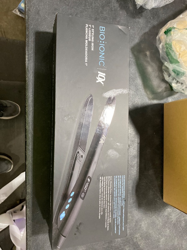 Photo 1 of Bio Ionic 10X Styling Iron, Hair Straightener with 1" Sonic Vibrating Plates, Flat Iron with Ion Generating Mineral Complex, Versatile Styler for Wavy & Straight Hairstyles, Black