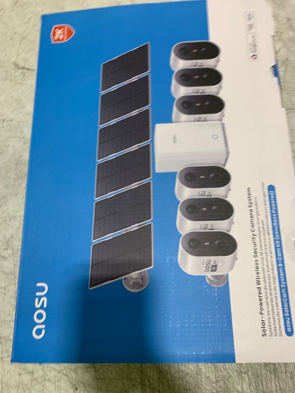Photo 1 of aosu Solar Security Cameras Wireless Outdoor Home System, True 2K HD, Cross-Camera Tracking, PIR + AI Human Detection, Color Night Vision, Local Storage, No Subscription Required, 6-Cam-Kit